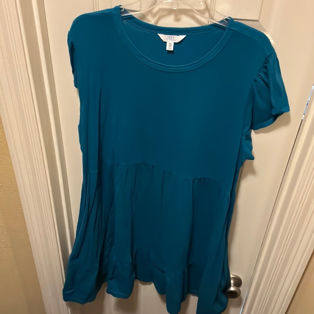 Teal tiered cotton dress